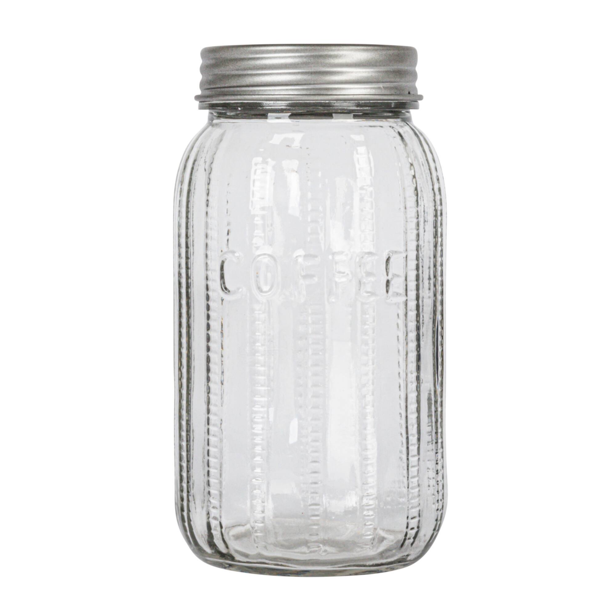 Hello Honey Coffee Embossed Glass Jar with Metal Lid